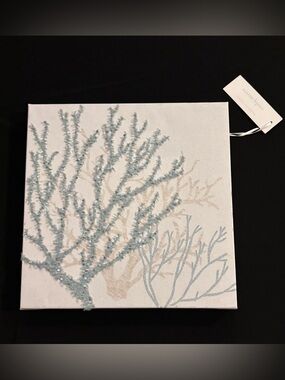 Textured Coral Wall Art in Light Blue and Cream
